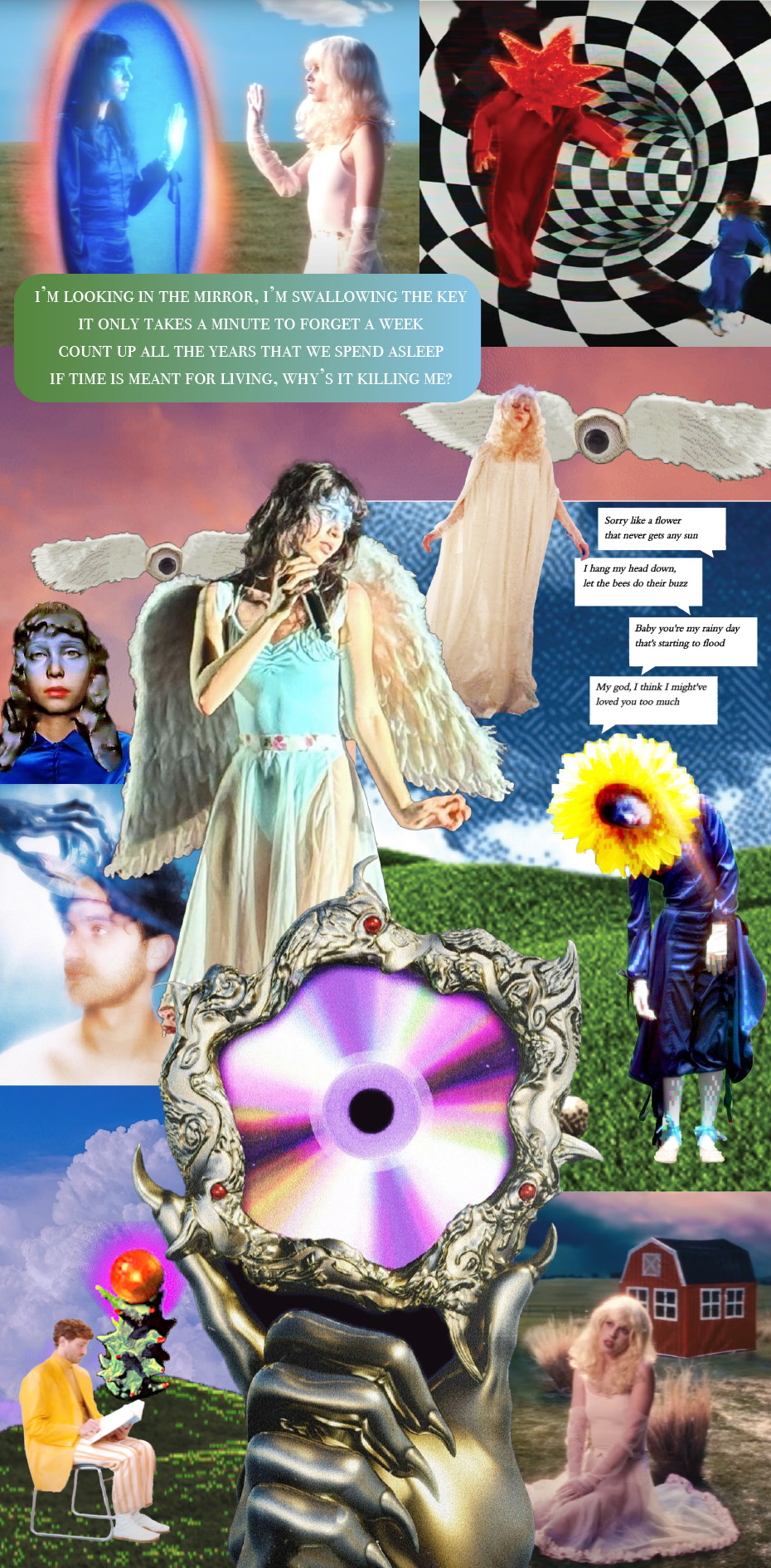 Collage screen background featuring images of the band, Magdalena Bay